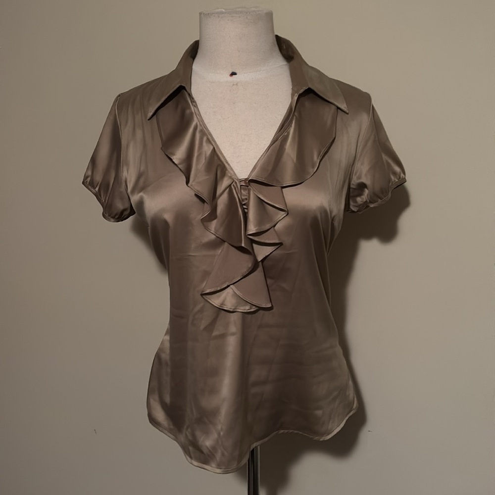 Geoffrey Beene Sport Women's Satin Blouse Gold Size Medium